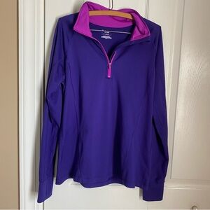 Tek Gear Purple Pink DryTek 1/4 Zip Pullover Long Sleeve Athletic L Activewear